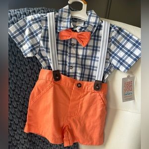 NWT Baby Boy Gingham Top & Bottom Set - Coral